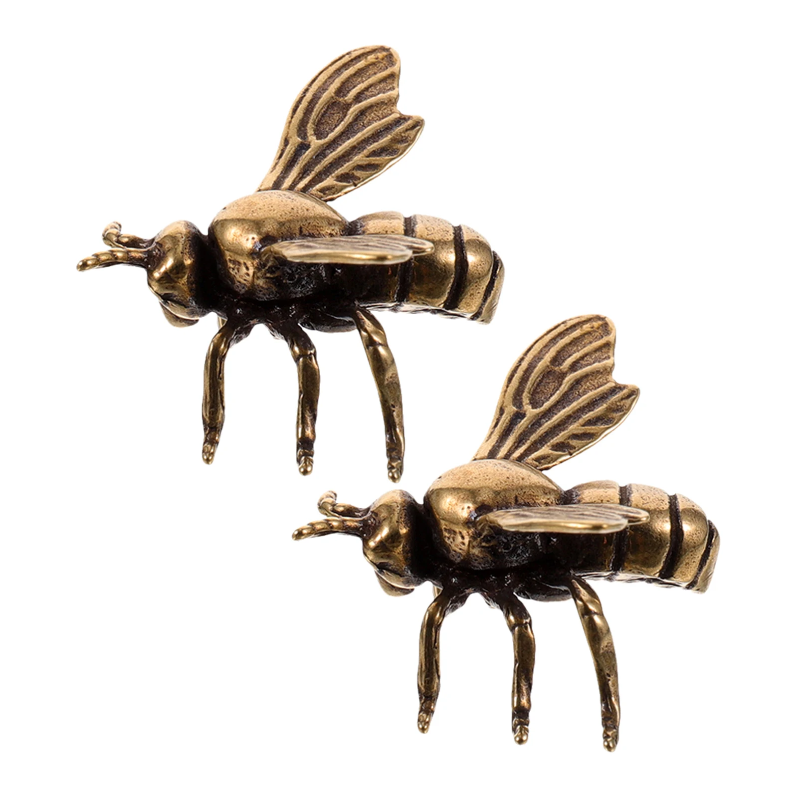 

2pcs Brass Desktop Statue Desktop Decorations For Office Metal Bee Craft Lucky Charm Sculpture