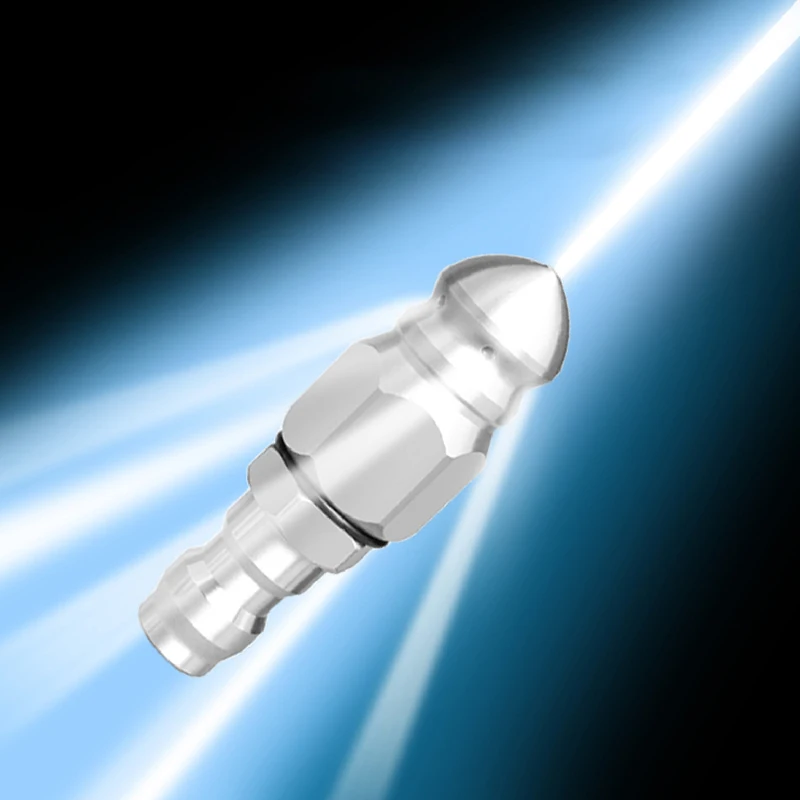 

Pressure Washer Sewer Jetter Nozzle Drain Cleaning Stainless Steel Nozzle 1/4" Quick Connector 5000 PSI For Drain Jetting Hose