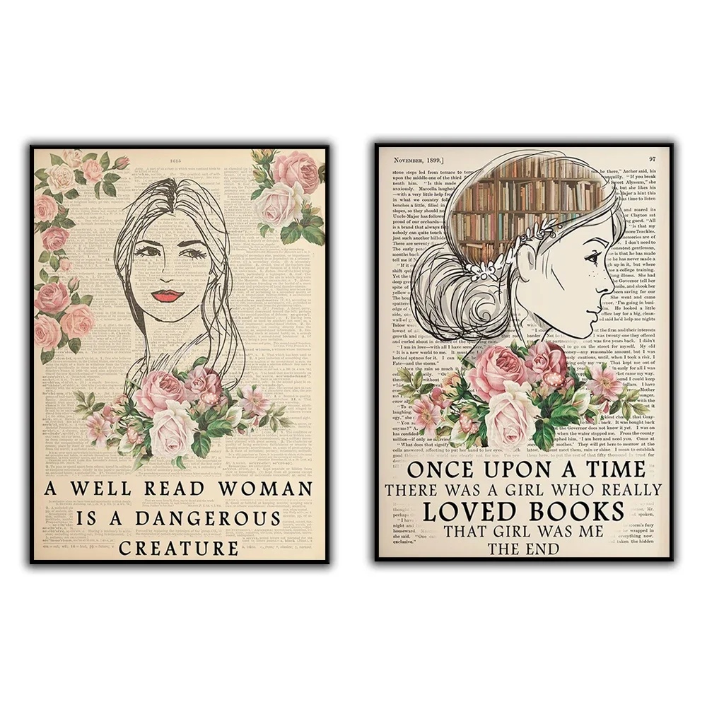 

Book Lovers Poster, Floral Poster Print, Vintage Print, Reading Poster, Quote Print, Typography, Wall Art, Ideal Gift