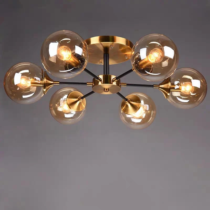 

Nordic Simple Smoke Gray Amber Glass E27 Led Ceiling Lights Living Room Bedroom Study Hotel Restaurant Atmosphere Hanging Lamps