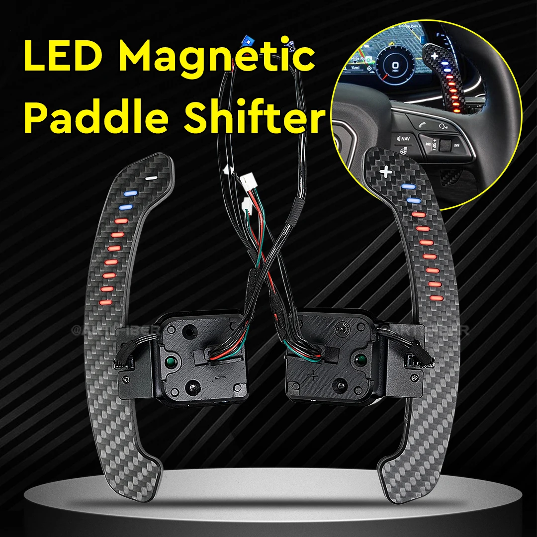 

Real Carbon Fiber LED Magnetic Paddle Shifters For Audi B8 B8.5 Series A1 A3 A5 A8 Q2 Q3 Q4 Q5 Q7 Q8 S1 S2 S3 S4 S5 SQ5 RS3 RS5