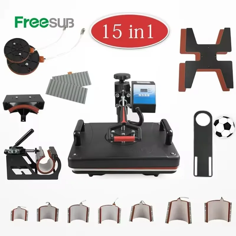 Freesub Hot Selling Combo 15  in 1 Heat Press Machine Sublimation Mug T Shirt Printing Machine