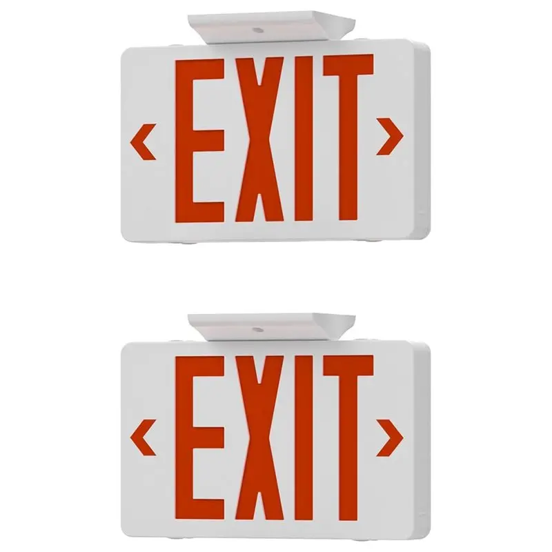 ABZW Red Exit Sign, LED Emergency Exit Light With Battery Backup, Hardwired Exit Signs With Emergency Lights 2Pack