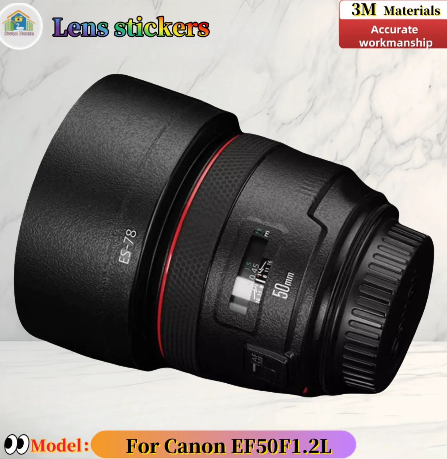 

EF50F1.2L For Canon EF50 F1.2L Camera lens sticker, DIY skin, Precision tailoring wear-resistant protective film