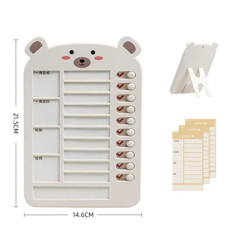 Kawaii Weekly Planning Book, Recompensa bonito e Punição Tarefas, Auto-Ajuda Arranjo Relógio, Table Notebooks, Crescimento