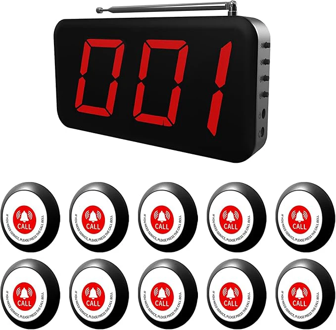 

Wireless Caregiver Pager System Elderly Living 10 Waterproof Alarm Call Buttons 1 Receiver Nursing Clinics Hotels Restaurants