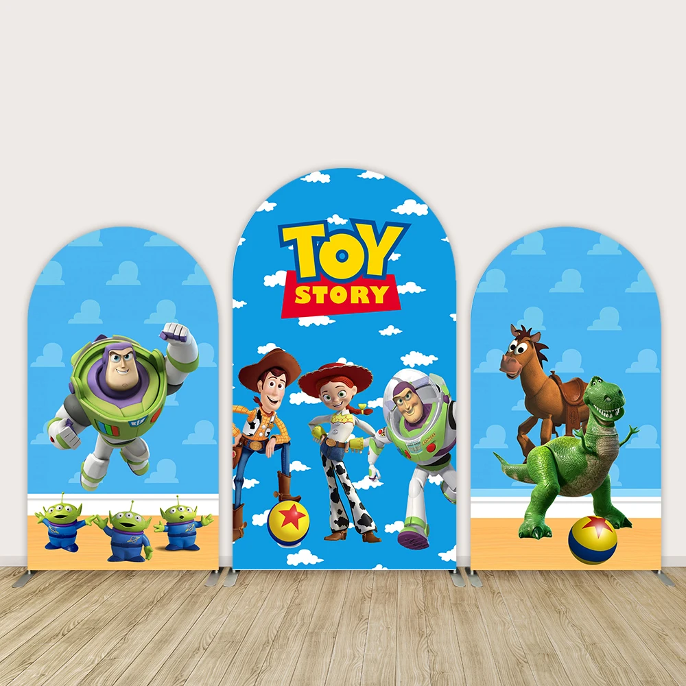 Toy Story Boy Birthday Party Decoration Arch Cover Backdrop Wall Blue Sky White Clouds  Cartoon Photo Background Chiara Banner