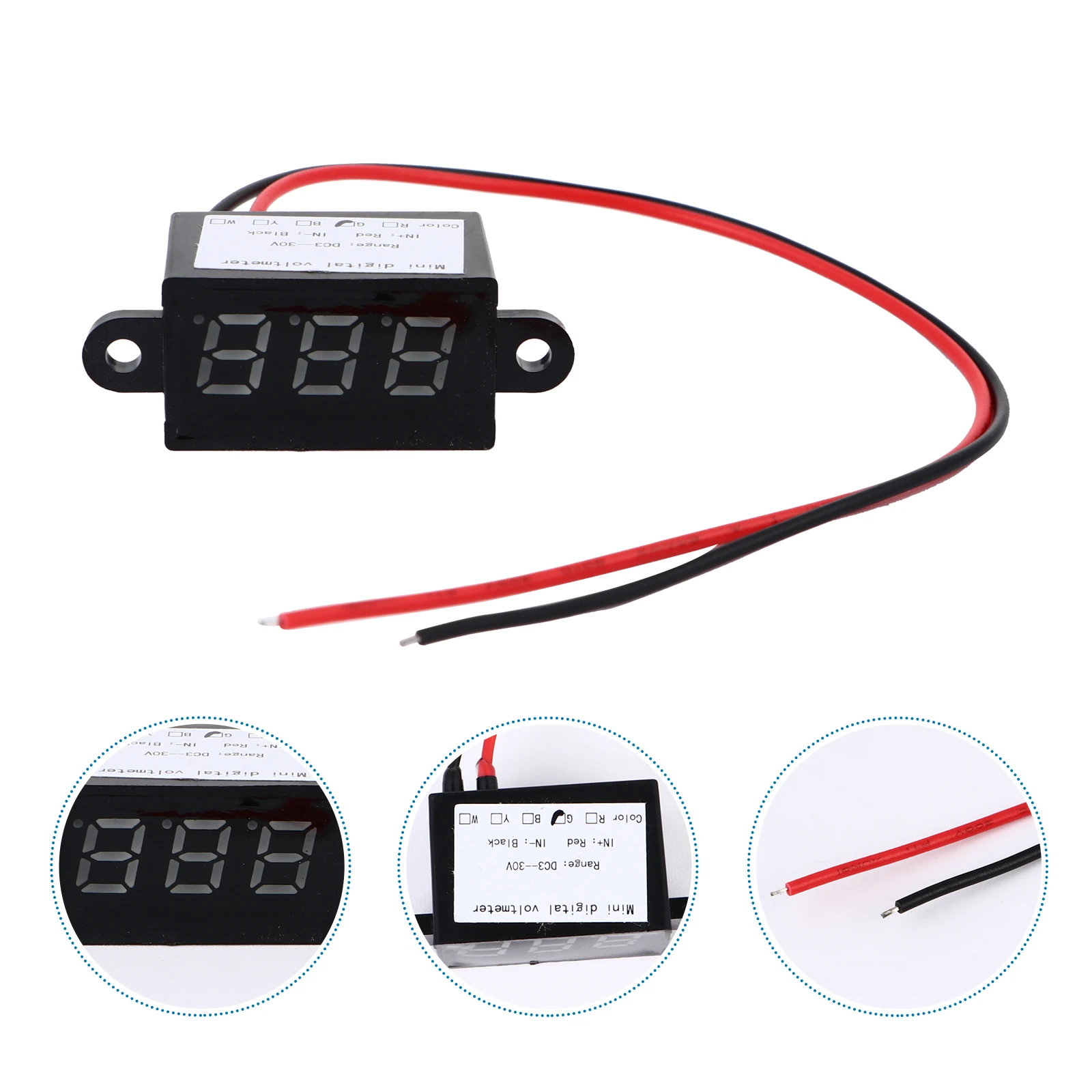 

3pcs Waterproof Voltmeter Mini Voltage Gauge Low Round Plastic Display Drop Proof DC Digital Tester High Accuracy Car