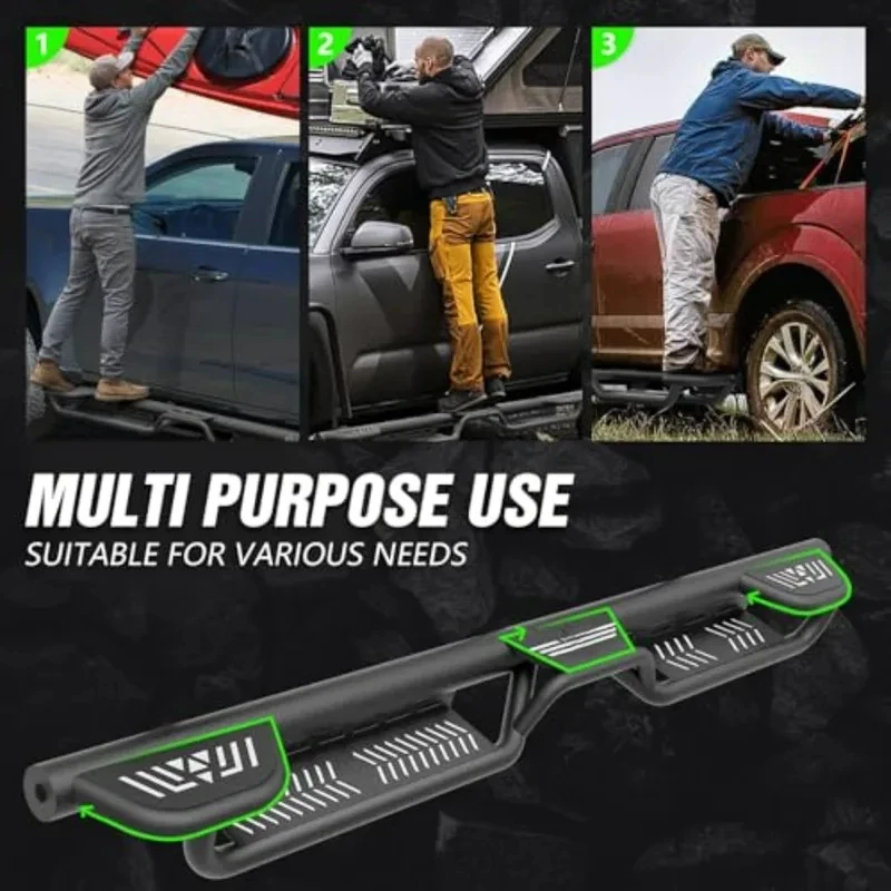 Hot Selling Heavy Duty 4x4 Off-Road 3-Stair Design Black Powder Coated Steel Bolt-On Pair of Running Boards For Tundra CrewMax