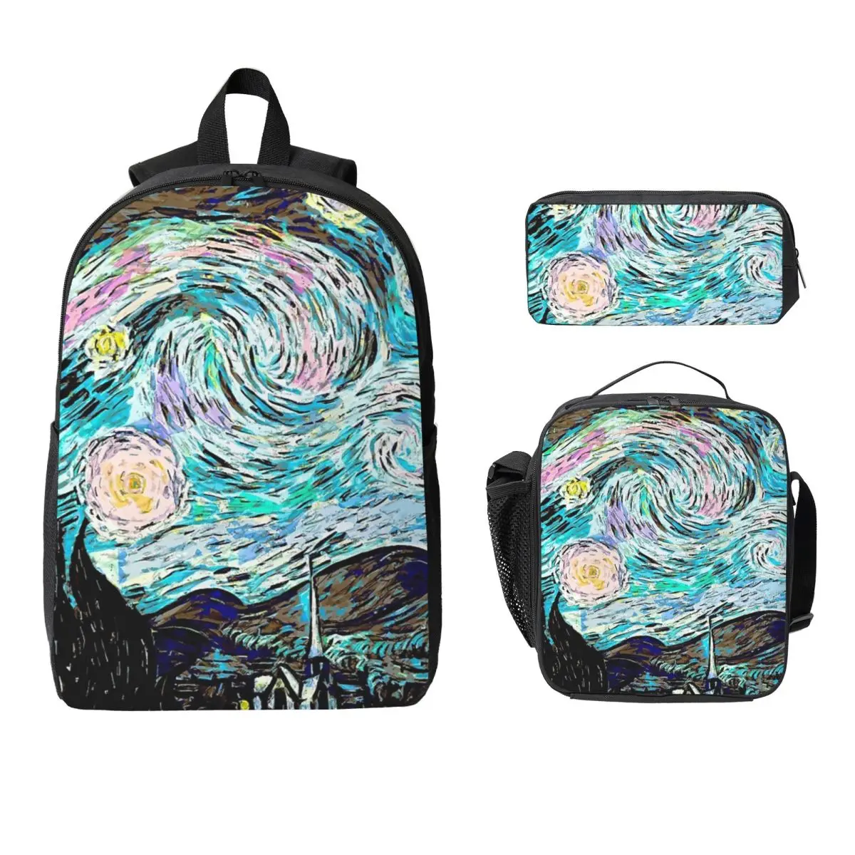 

Starlight Night Van Gogh Backpack Student Boys Girls BookBag School Bag Laptop Shoulder Bags 3ps Insulated Lunch Bag Pencil Case