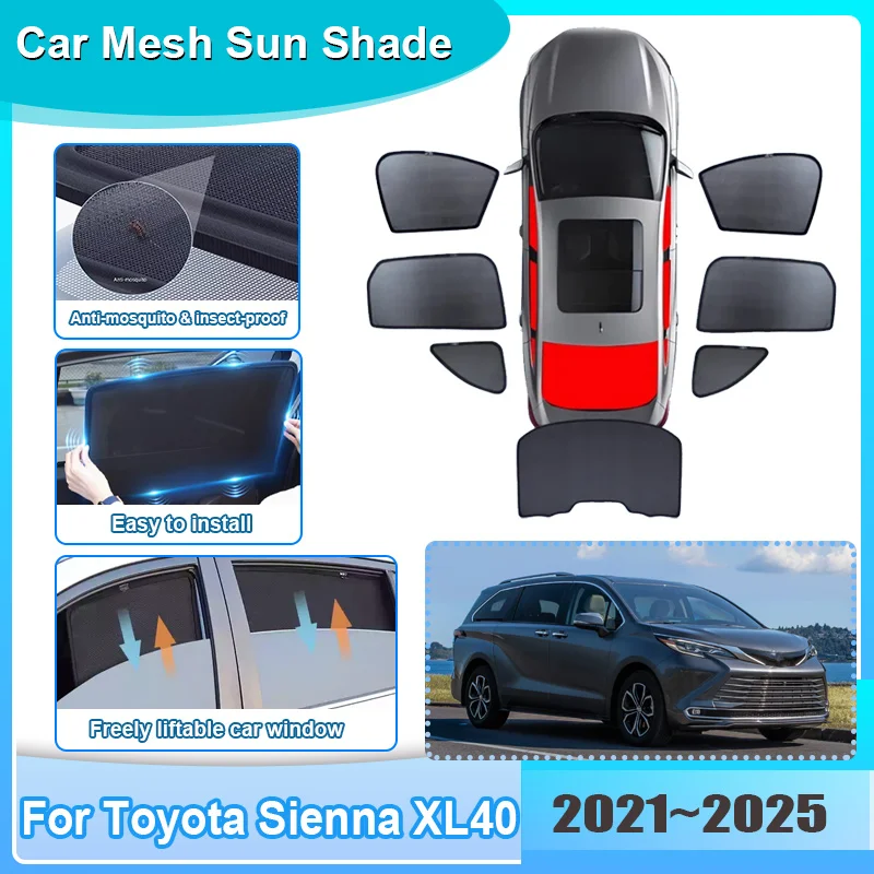 車の窓サンシェードトヨタシエナ-xl40-2021-2025-2023-バイザーメッシュ抗-uv-断熱フロントガラスカーテンカーアクセサリー
