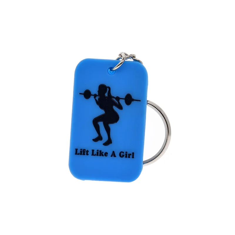 1 PC Blue Motivational Logo Silicone Dog Tag Keyring for Women Gift