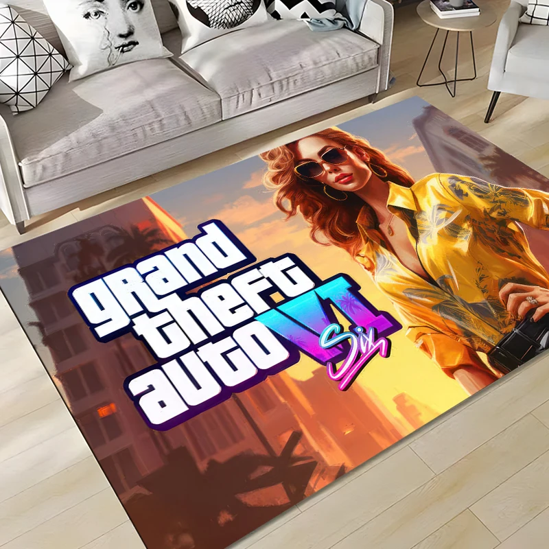 15 Size Grand Theft Auto GTA VI Game Gamer Pattern Rug Carpet for Living Room Bathroom Mat Creative Doormat Carpet for Bedroom