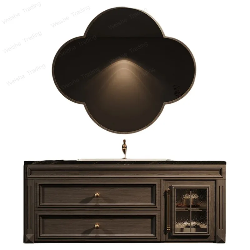 

Washbasin Toilet Bathroom Cabinets Vintage Vanity Mirror Storage Bathroom Cabinets Makeup Solid Wood Meuble Toilette Furniture