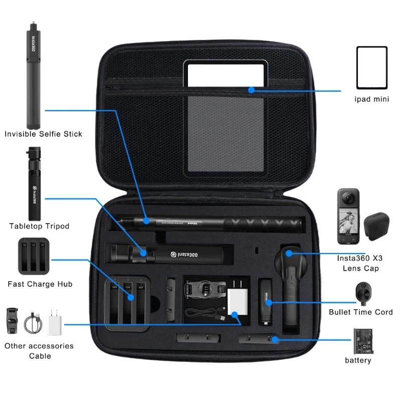 Bolsa armazenamento EVA versátil para equipamento câmera capacidade com divisão personalizável