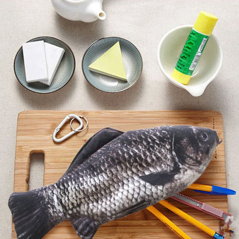 Simulation Fish Pen Bag Diy Cat Toy Large Capacity Pencil Case Funny Pencils Pouch Bag School Pencil Case Storage Bags