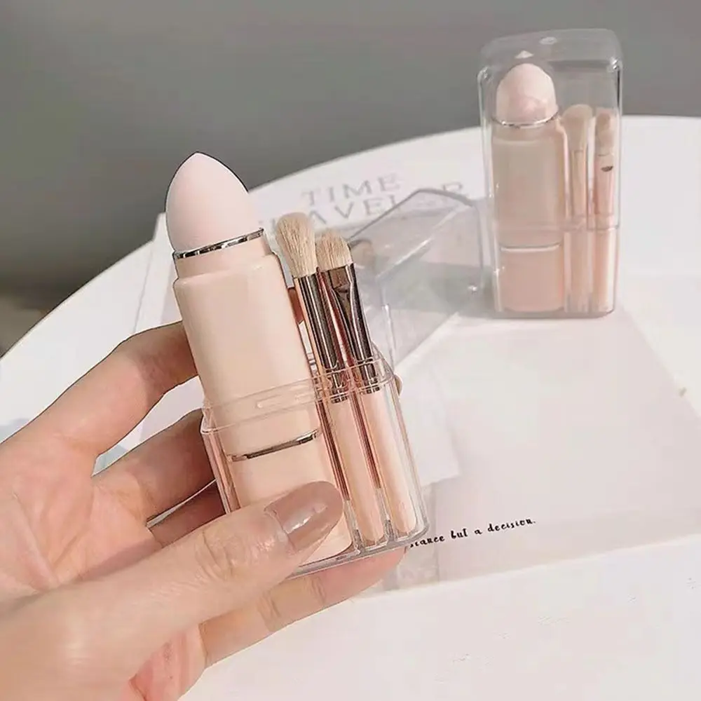 8 stks/set 8 in 1 Draagbare Make-up Kwasten Zachte Vezel Eenvoudige Intrekbare Make-up Kwasten Sets Cosmetische Gereedschappen met Transparante Case