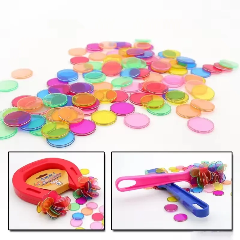 Magnetic Stick Plastic Color Magnetic Circular Sheets Kids Physics Science Magnetic Experiment Montessori Educational Games Toys