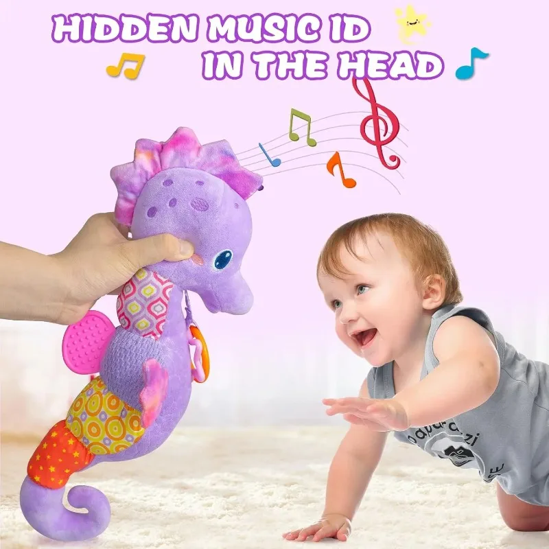 Sonagli per bambini Giocattoli Animali di peluche musicali per neonati Peluche con colori vivaci Crinkle Sound Paper Giocattoli per neonati per 0 12 mesi