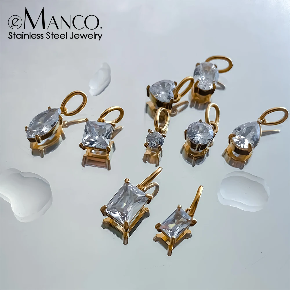 EMANCO Fashion Zircon Small Rectangle/Rhombus Pendant Charm, DIY Making Earrings Necklaces Fittings, Jewellery Making Supplies