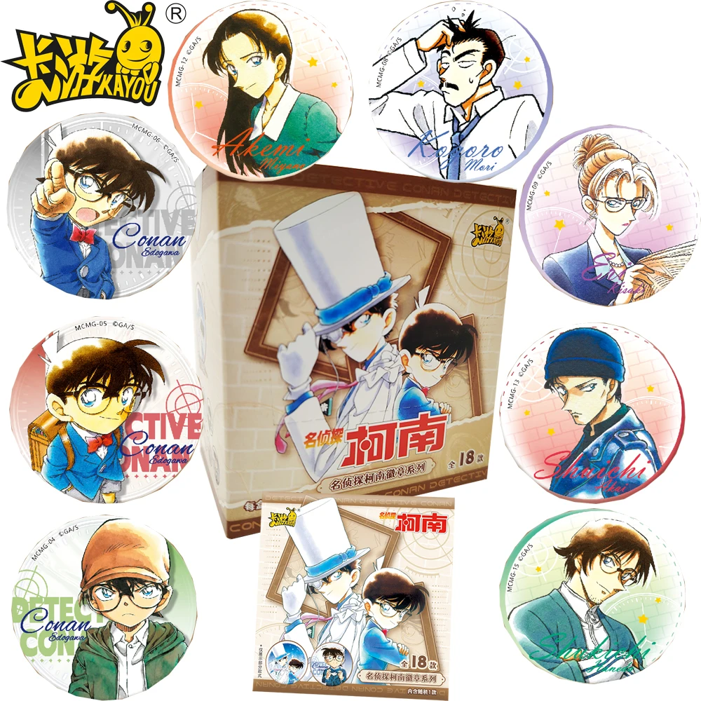 

New Genuine Kayou Detective Conan Handmade Round Badge Exquisite Tinplate Round Commemorative Brooches Bag Pendant Holiday Gifts