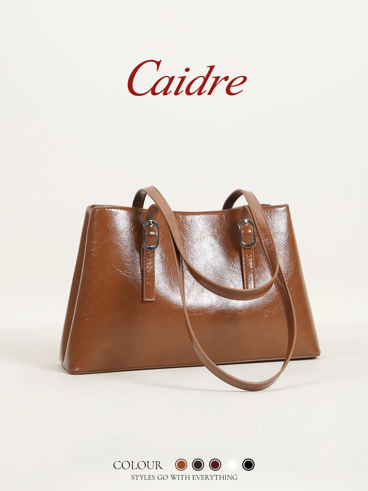 حقيبة يد نسائية كبيرة السعة من Caidre بتصميم عتيق من الجلد المشمع، حقيبة كتف واحدة للتنقل اليومي، حقيبة تسوق ناعمة من الجلد ا...