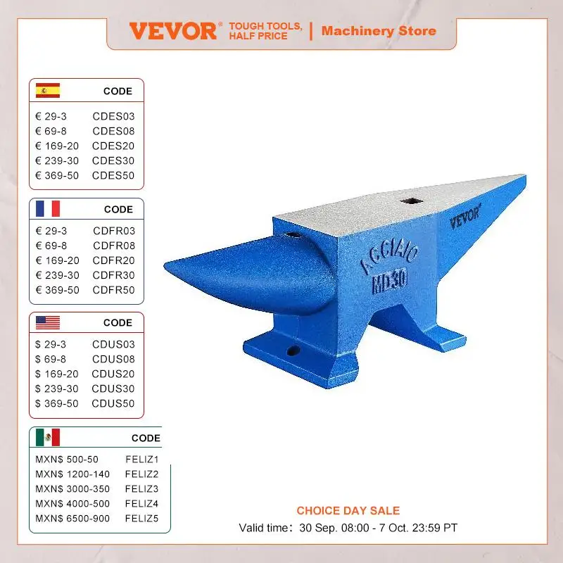 VEVOR 30KG Single Rugged Round Horn Anvil Cast Steel Block Blacksmith Bench Tool Jewelry Making Manual Equipment for Metalsmiths