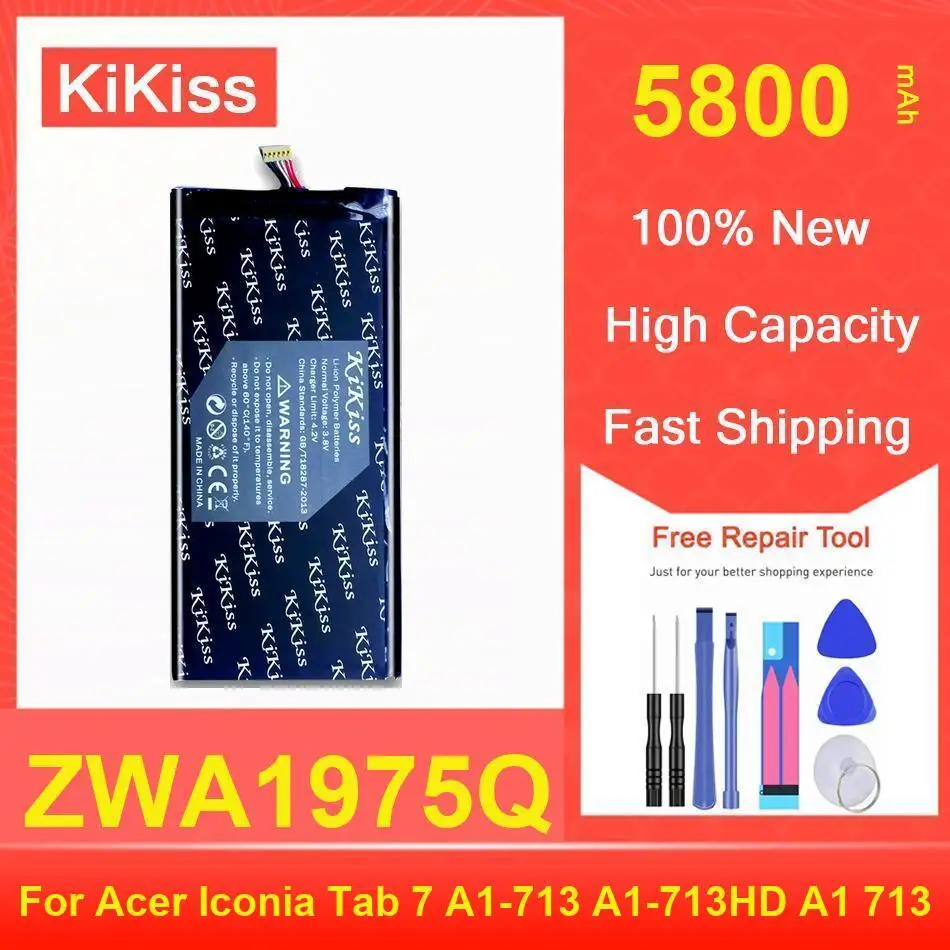 

Kikiss Battery 5800Mah ZWA1975Q For Acer Iconia Tab 7 A1-713 A1-713HD A1 713