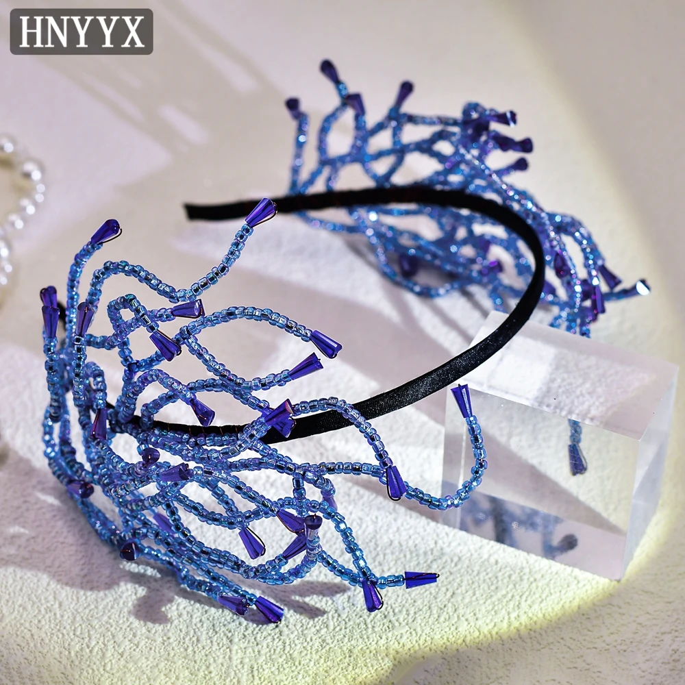 YouLaPan ファッションパープルビーズ花嫁ウェディングヘッドドレス手作りレディースパーティークリスマスボールボヘミアンヘッドドレス YXA28