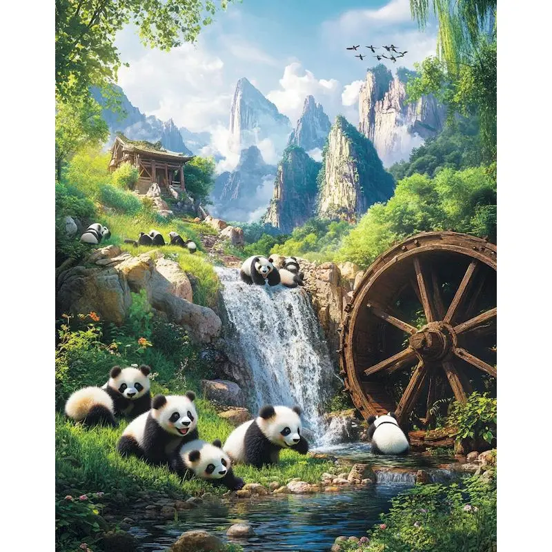 

RUOPOTY DIY Frame Panda Painting By Numbers Kit Animals Calligraphy Painting Wall Art Scenery Art Picture Acrylic Paint For Home