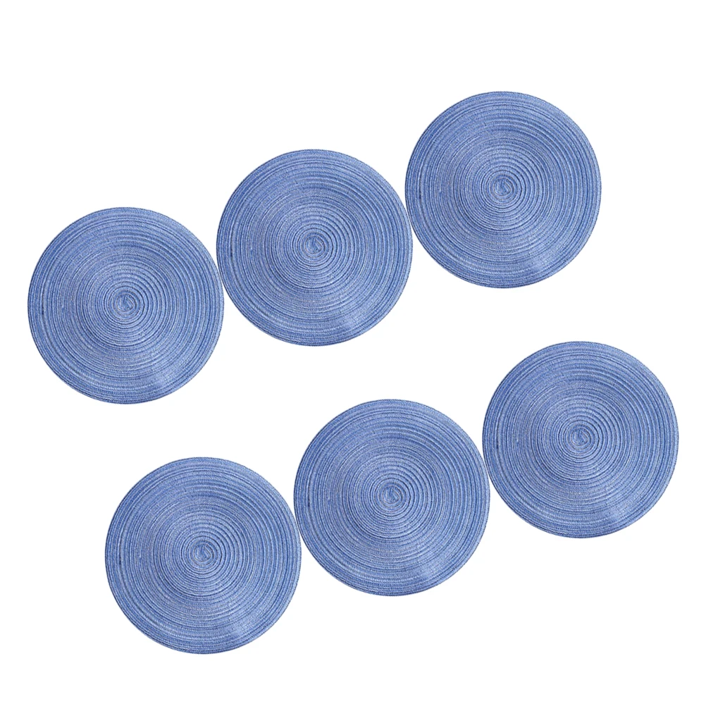 

6pcs Cotton Yarn Coasters Round Braided Table Mats Heat Insulation Non-Slip Cup Mats For Home Cafe Decoration Blue Large