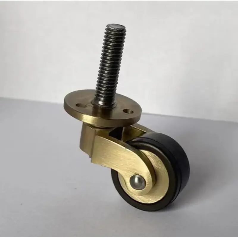 4PCS Premium Brass Swivel Casters - European Style Screw-Mount Rubber Wheels for Furniture, Trolleys & Carts (M8/M10 Threaded)