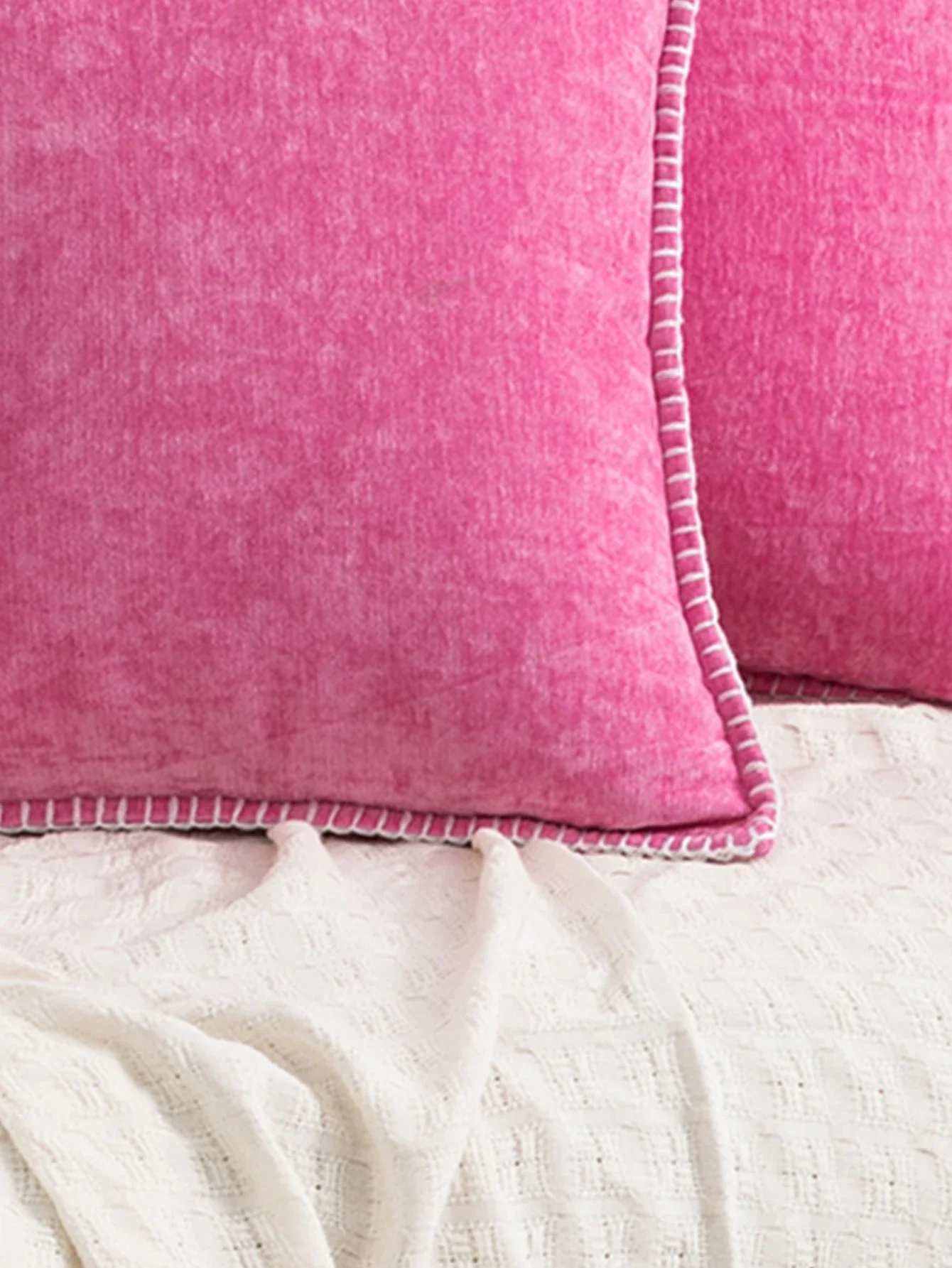 Pink Chenille Cushion Cover Soft Throw Pillow Cover 50x50cm Velvet Pillow Case Stitched Edge Couch Sofa Decor Pillowcase 45x45CM