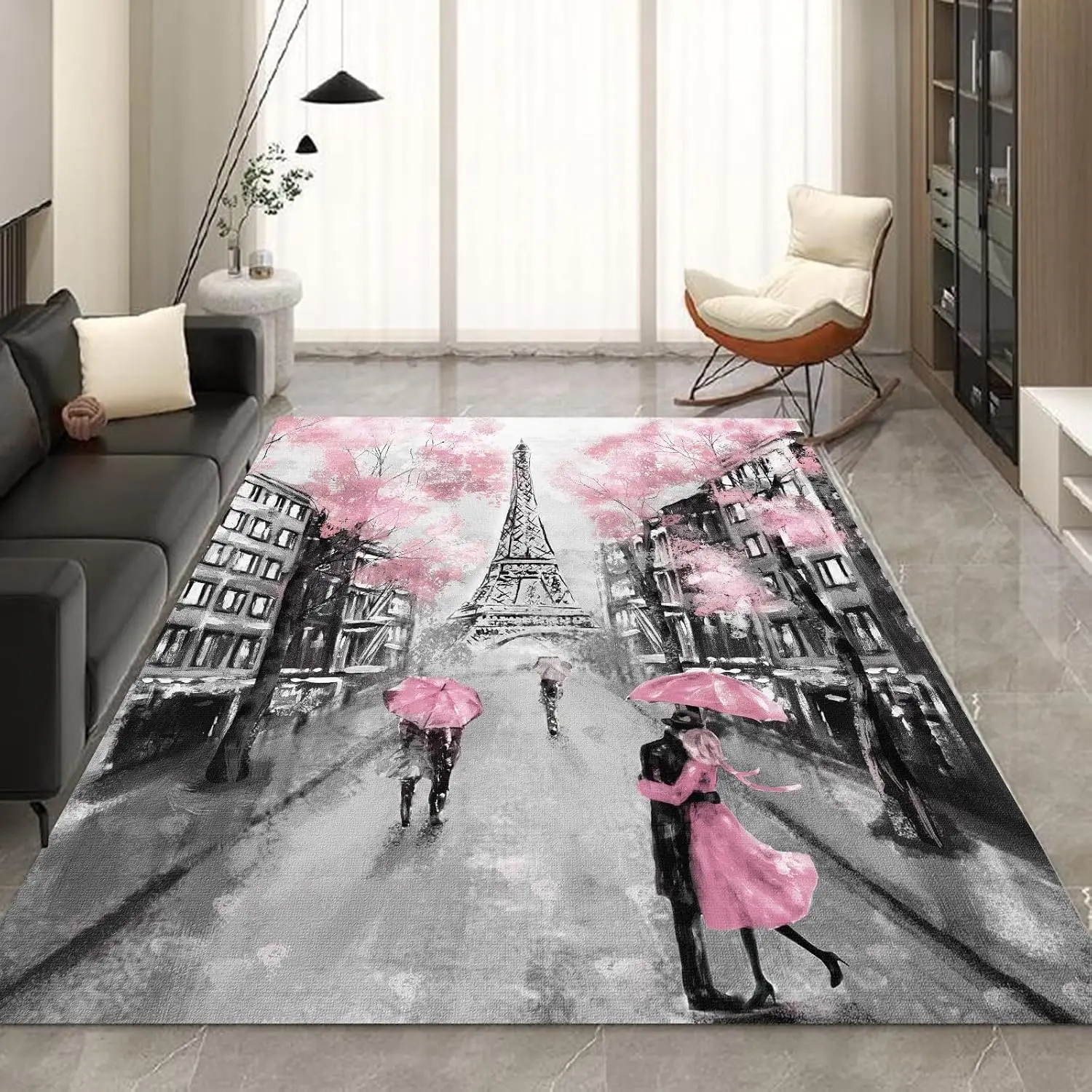 

Pink Paris Rugs for Bedroom Boys Living Room Hallway Entryway Dorm Eiffel Tower Couple Lover Carpets Floor Mat Indoor Doormat