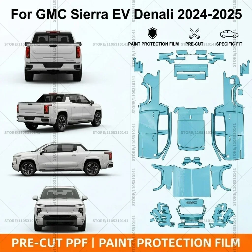 

Предварительно нарезанная прозрачная защитная пленка PPF для бампера, автомобильная защитная пленка Clear Bra для GMC Sierra EV Denali 2024-2025