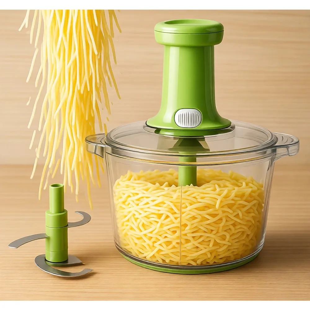 

Большой ручной измельчитель для продуктов на 8 стаканов: овощерезка, измельчитель для фруктов, трав, чеснока, лука для сальсы, салатов, песто, гуакамоле, кольслоу