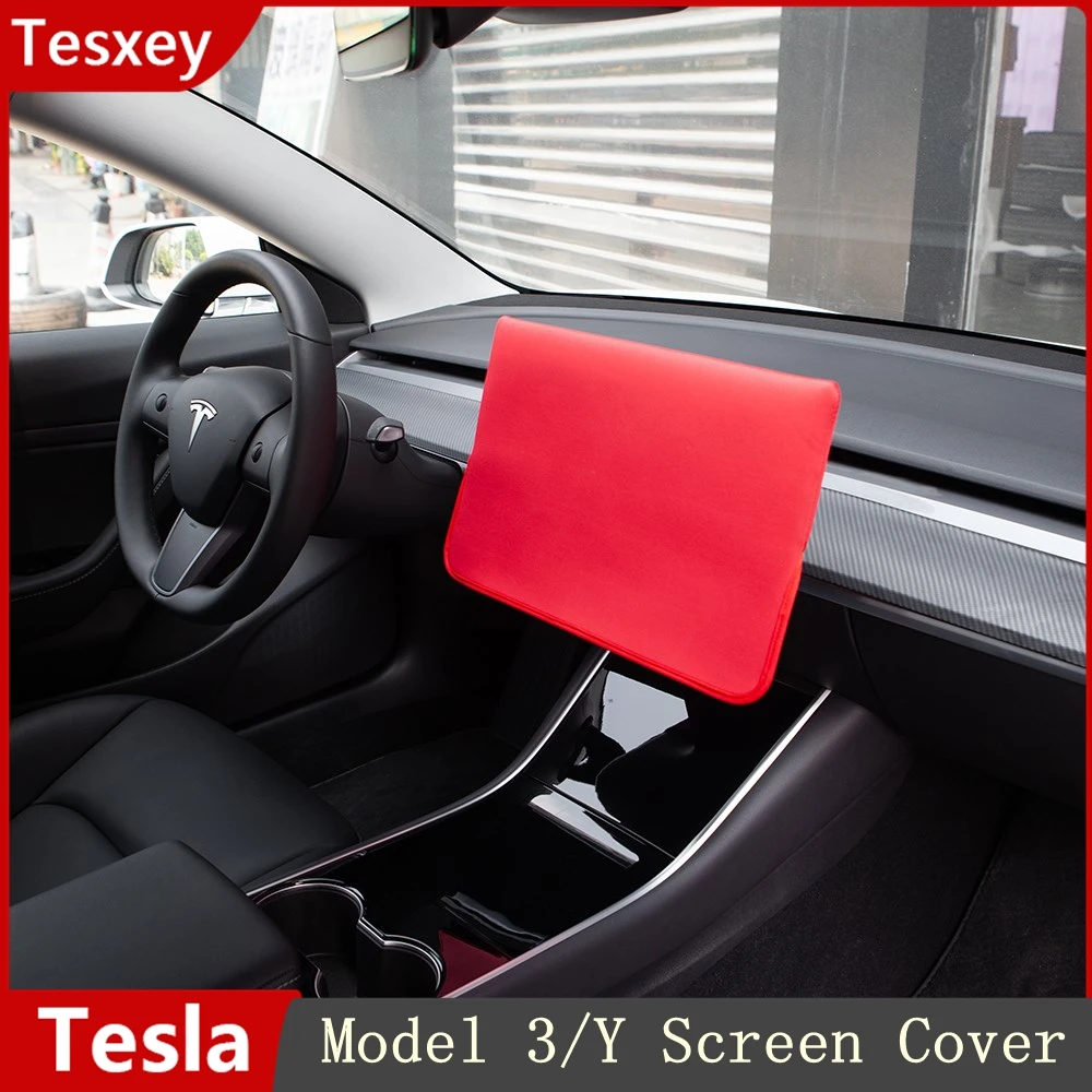 Screen Protector For Tesla Model 3 Y 2017-2022 2023 Slip On Sunshade Screen Protector Waterproof Fabric Navigation Cover