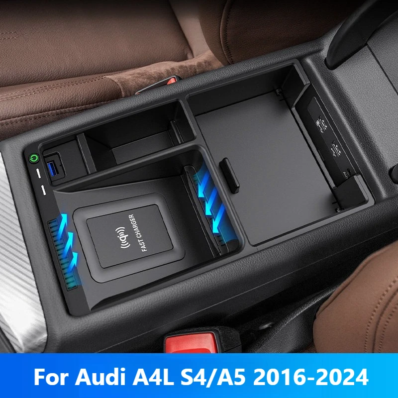 

Беспроводное зарядное устройство для Audi A4L S4/A5 2016-2024, специальная автомобильная зарядная панель для мобильных телефонов, 15W, быстрая зарядка, USB-зарядка, аксессуары для автомобиля