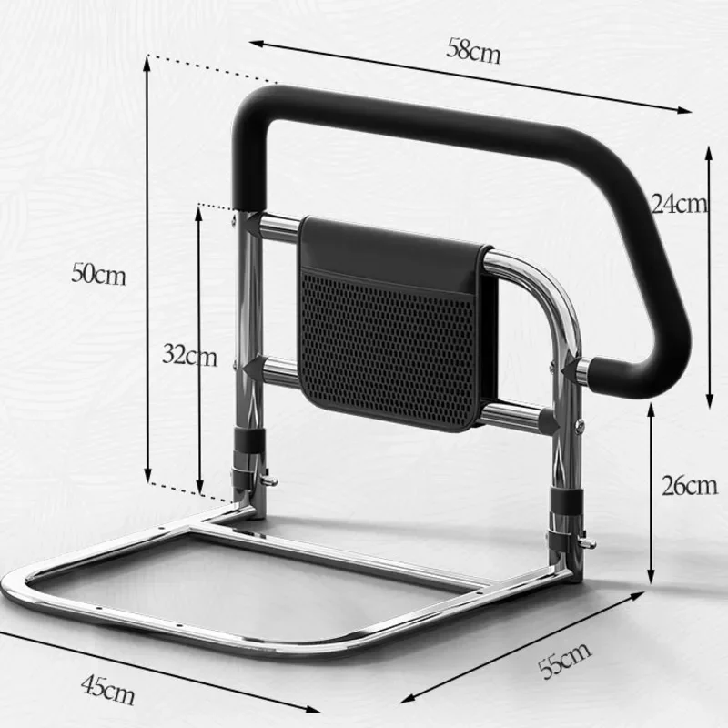 Elderly Bedside Guardrail No-Drill Assist Device Wide Padded Handle Enlarged Safety Rail Secure Bedside Support Handrail