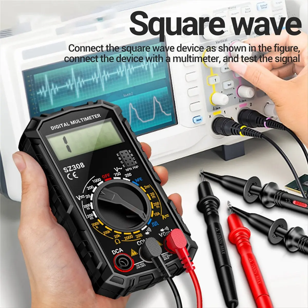 [For Wholesaler]SZ308 Digital Multimeter Voltage Resistance Meter Current Meter Electrician LCD Backlight Ohm Square Wave Test A