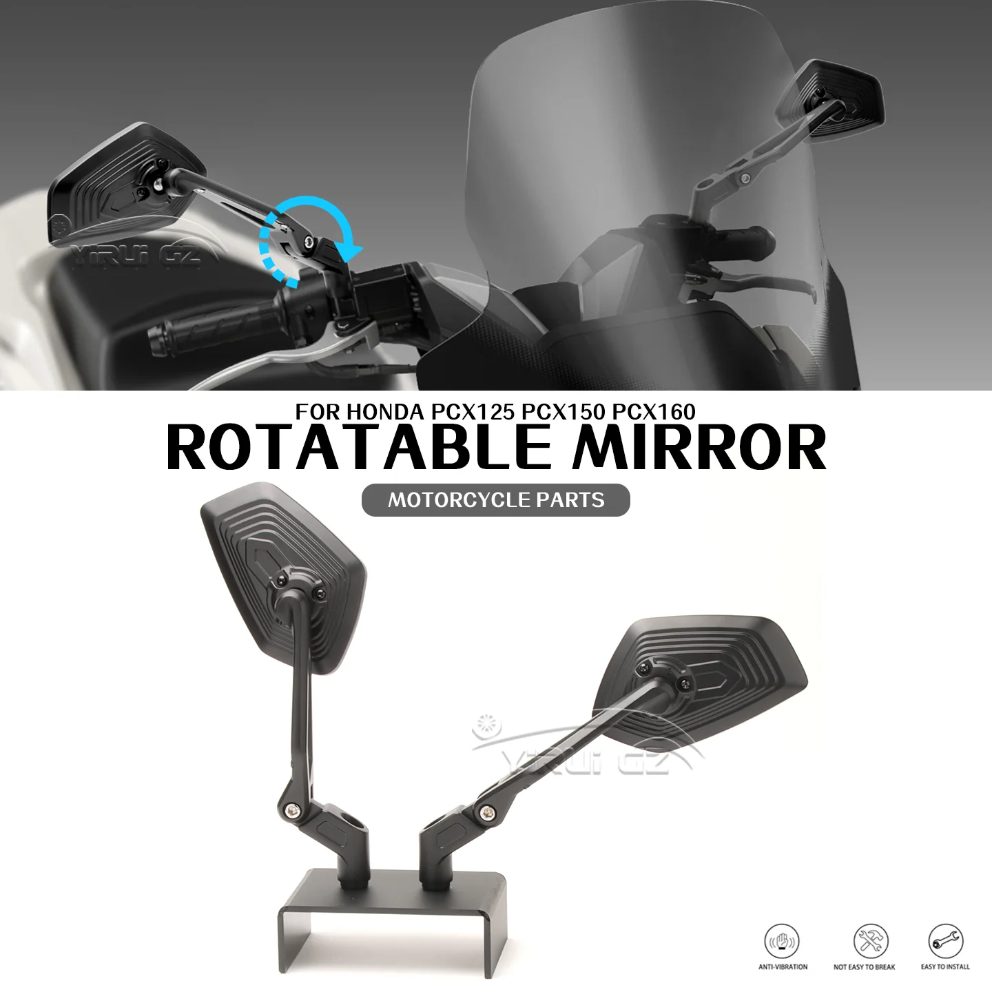 

For HONDA PCX125 PCX150 PCX160 Motorcycle Rearview Mirror PCX125 PCX125 PCX150 PCX160 Aluminum Adjustable Side Rear View Mirrors