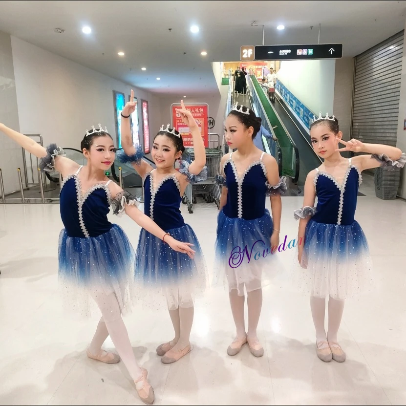 Long Professional Ballet Tutu Adult Kids Lyrical Dance Costume Swan Lake Ballet Dress Girls Velvet Ballerina Party Dress Women