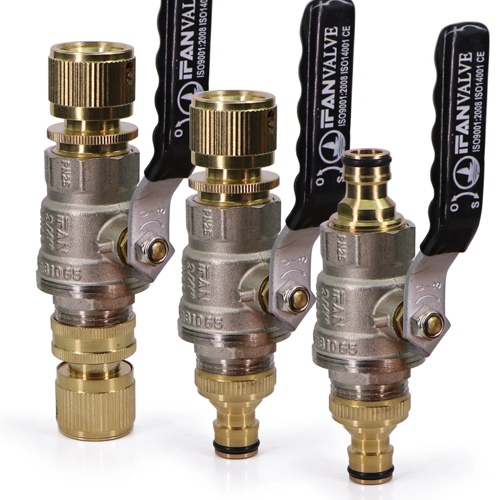 

3/4" Heavy-duty Ball Valve Hose Adapte w/ Handle Brass 16mm Quick Connect Garden Irrigation Pipe Stop Water Switch Tool Extender