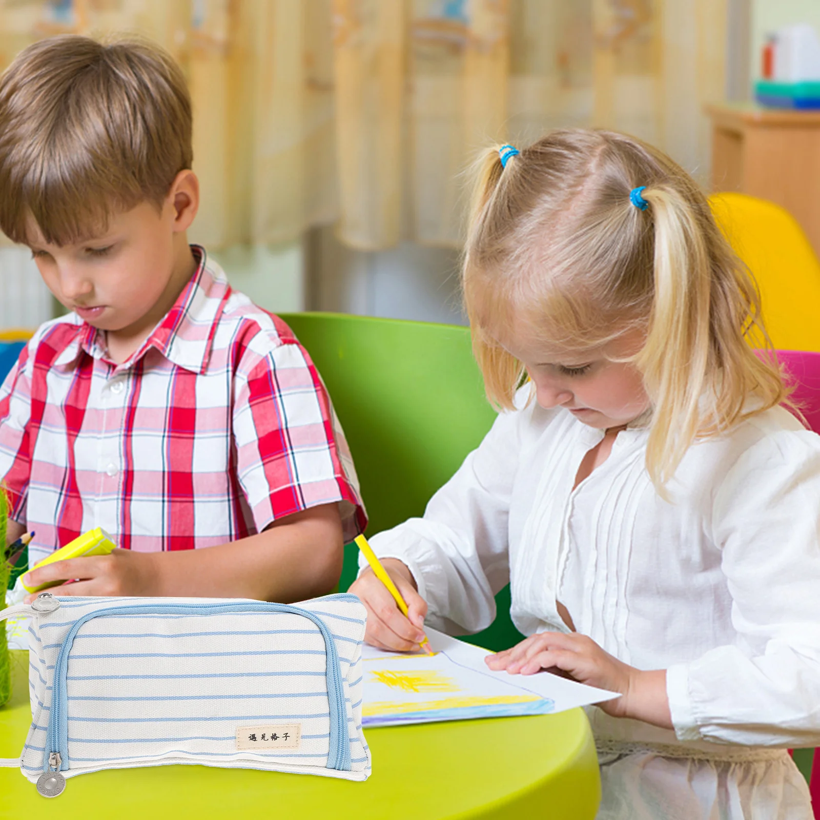 

Canvas Pen Pouch Large Capacity Stationery Bag with Smooth Zipper Closure for Students Teachers Daily Use Organizer