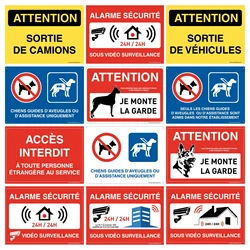 Panneau De Signalisation Aluminium,Alarme Vidéo,Accès Interdit Propriété Privée,Attention Sortie de Véhicules,Chiens Guides Sign