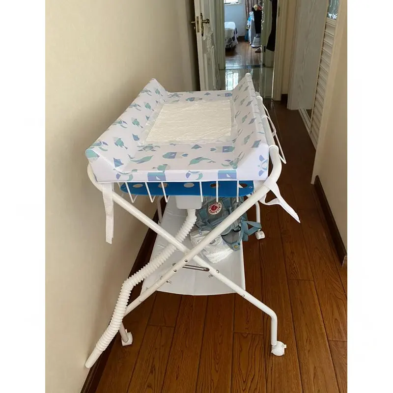 Portable Baby Bathinette, Folding Changing Table Infant Diaper Station with Bath Tub Unit