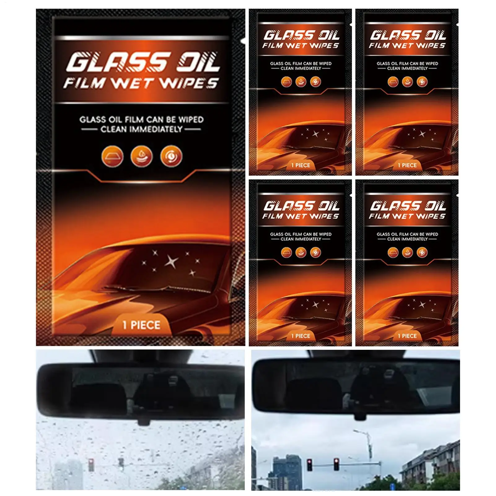 Windshield Oil Film Cleaning Wipes 5 Pack for Car Truck SUV Glass Automotive Vision Clarity Driving Safety Home Glass Cleaner