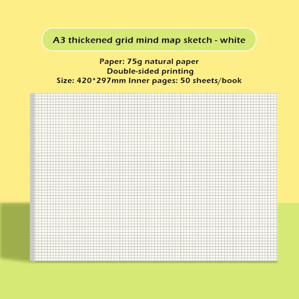 50sheets Thickened A3 A3 Notebook Mind Map Planning Tearable Draft Paper Students Writing Notepad Back To School Gift