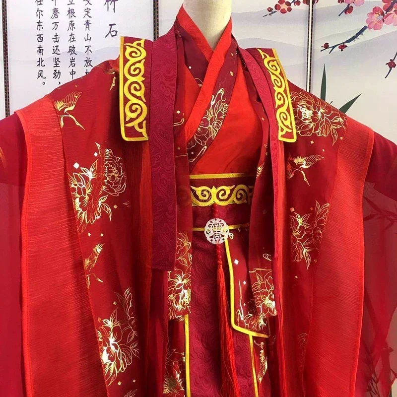 

Large Size 6XL Hanfu Dress Women&Men Customized Carnival Cosplay Costume Chinese Traditional Red Ancient Wedding Hanfu Dress