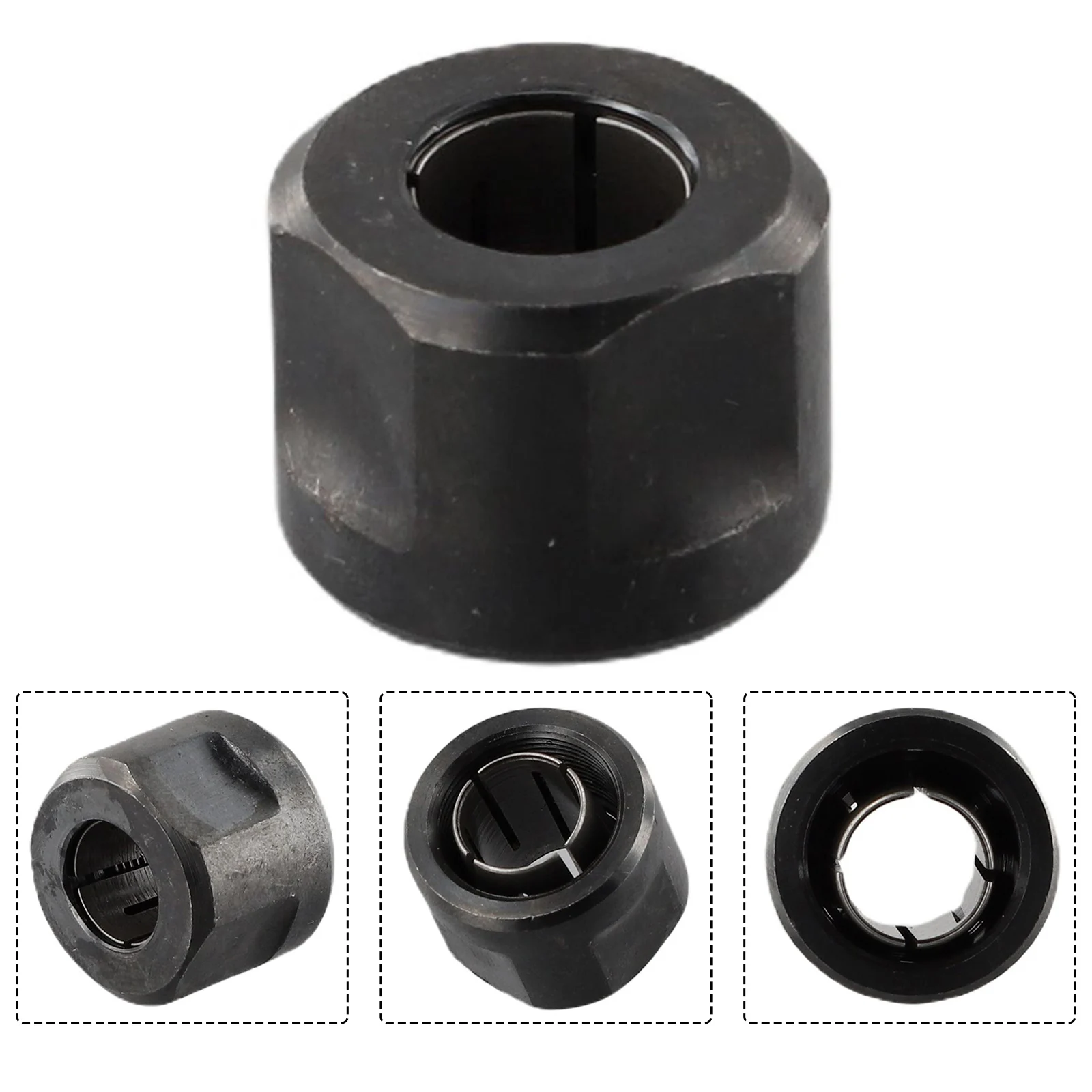

Nut Collet Nut Black Engraving Trimming Machine Female Thread 19.5mm For 3612 Metal Replacement Tool Parts 1/2 Inch